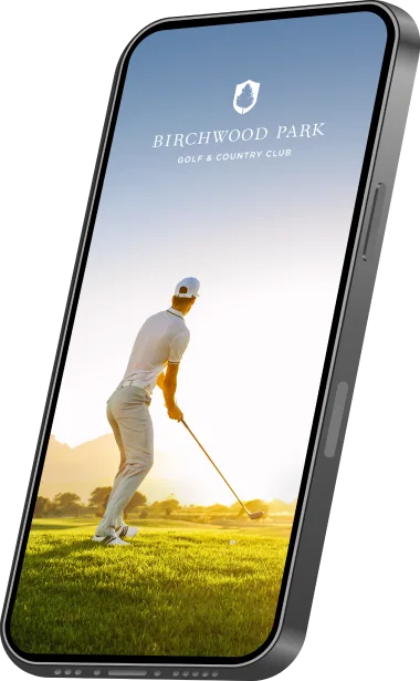 phone showcasing the birchwood park logo on mobile